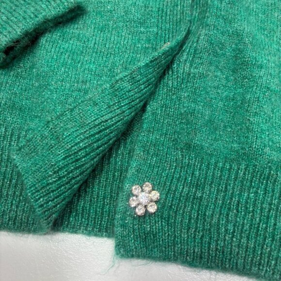 Zara Cardigan Women Size L Green Button Down Embellished Button Long Sleeves - Picture 4 of 13